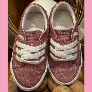 Keds Girls Sparkly Pink Sneakers ~ Sz 8